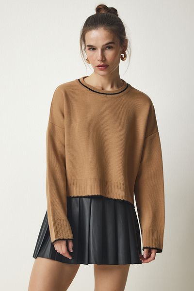 Happiness İstanbul Damen Biscuit Basic Strickpullover PF00010