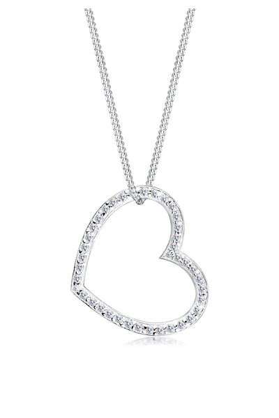 ELLI Halskette Herz-Form Zirkonia 925 Sterling Silber