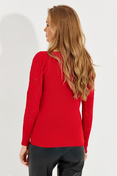 Cool Women's Red Heart Collar Openwork Knitwear Blouse SMT217