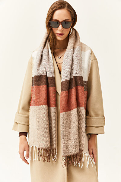 Olalook Şal cu umăr gros cu ciucuri alb de cărămidă de piatră