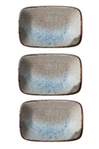 İkram Dünyası Mellow 15 cm Square Boat Breakfast, Seasoning, Snack Bowl Plate Set of 3