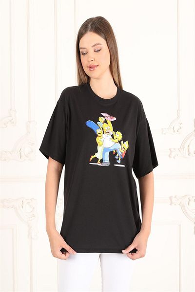 Seamoda Tricou oversize imprimat-Negru