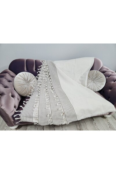 mania %100 PAMUK BEJ KOLTUK, KANEPE, ÇEKYAT ÖRTÜSÜ 180X300