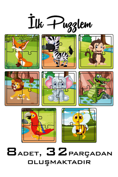 Melek Atölye MELEK ATÖLYE- Ahşap Puzzle Hayvanlar Çocuk Puzzle Dikkat Geliştiren Zeka Yükseltici Geliştirici