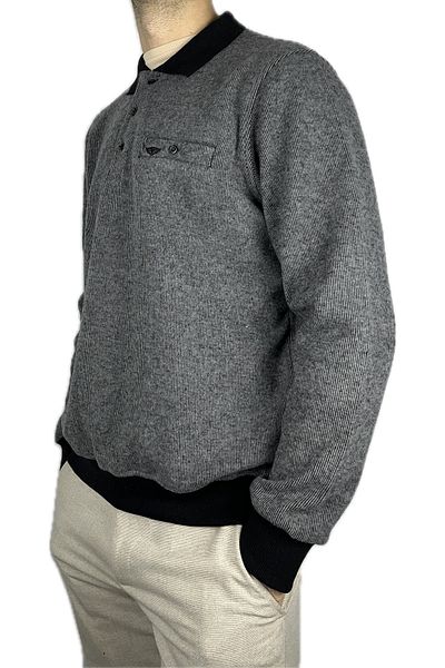 APT PRESTIGE Men's Black Winter Pocketed Thick Long Sleeve Thessaloniki Sweater