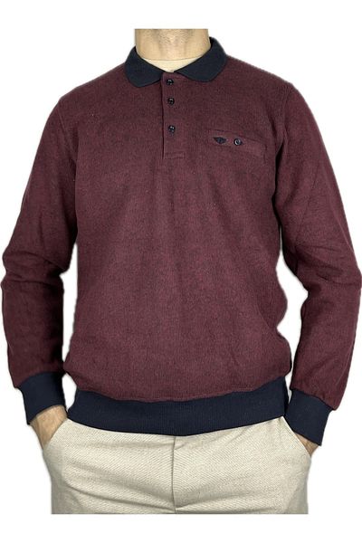 APT PRESTIGE Men's Burgundy Winter Thick Long Sleeve Thessaloniki Sweater with Pockets
