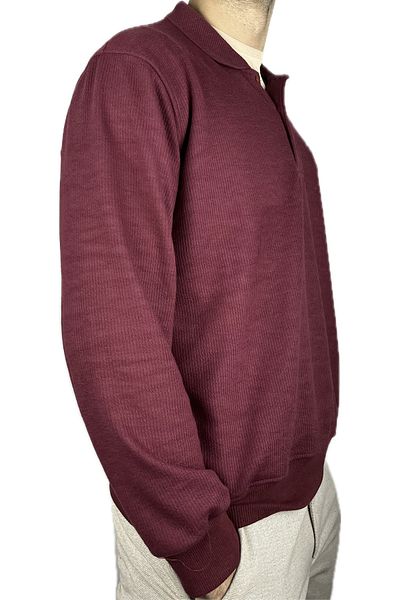 APT PRESTIGE Men's Claret Red Pocketed Thick Long Sleeve Ribbed Thessaloniki Sweater