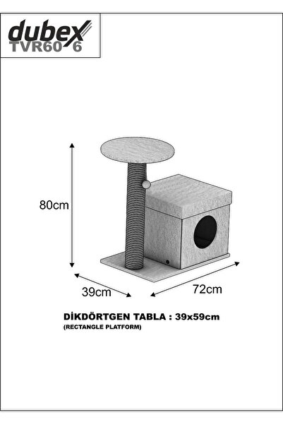 Dubex 39X72X80 cm Cat Playing House and Scratching Platform Black