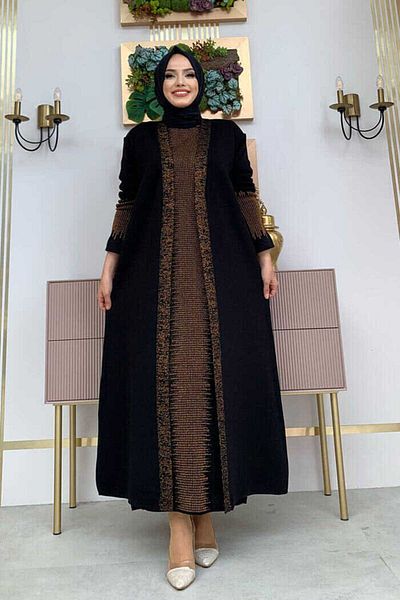 Bym Fashion 22223 Πλεκτό Σετ Χρυσό-Μαύρο