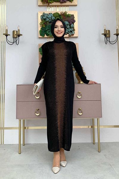 Bym Fashion 22223 Πλεκτό Σετ Χρυσό-Μαύρο