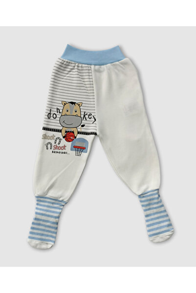 Kardelya Baby % 100 Pamuk Donkey Baskılı Unisex Bebek Çoraplı Tek Alt