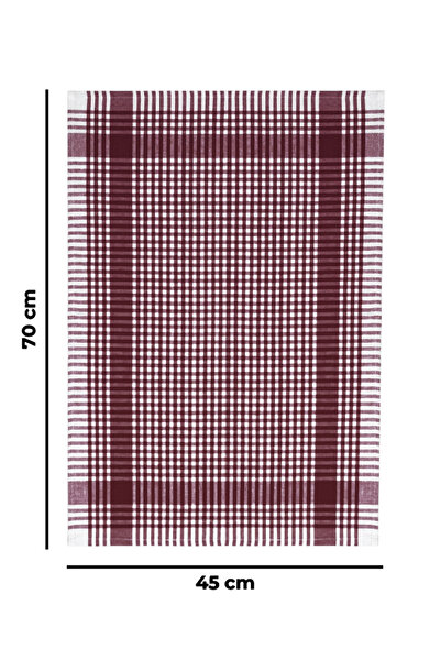 Tuable Pöti Kareli Bordo Kurulama Bezi, Beslenme Örtüsü, Servis Alman Peçetesi, Mutfak Havlusu 45x70cm