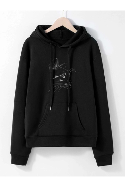 Deocept Unisex Cat Printed Hooded Design Hoodie