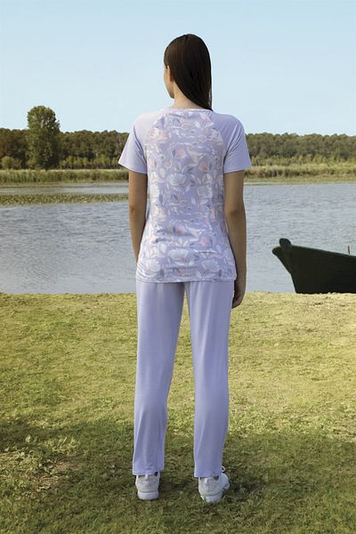 Doreanse Women's Purple Floral Printed T-shirt Pajama Set 4273