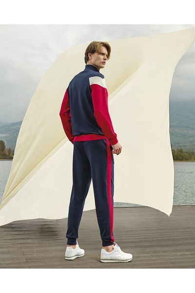 Doreanse Ανδρική φόρμα φόρμας με φερμουάρ Navy Blue Red ριγέ 4713