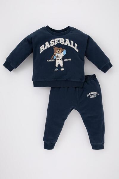 DeFacto طقم سويت شيرت بطبعة بيبي بوي مكون من قطعتين