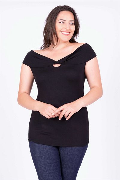 MYLİNE Knotted Karmen Collar T-Shirt