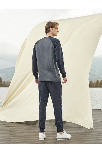 Doreanse Ανδρικό γκρι μακρυμάνικο μπλουζάκι Home Wear-πιτζάμες 4663
