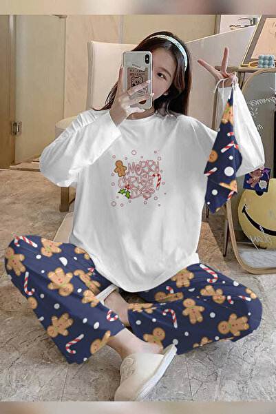 PEMBİŞ HOMEWEAR Bahd Christmas17 Λευκό Σετ Γυναικείες Πιτζάμες Εξαιρετικά Απα...