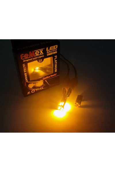 FEMEX T10 3030 Chip 12ledli 650lumen Turuncu Led Ampul Aktif Canbus