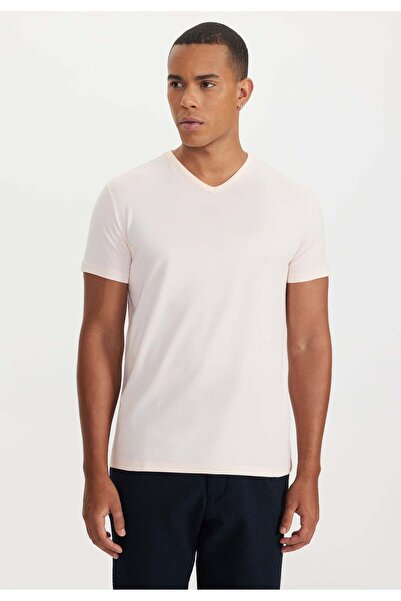 WESTMARK LONDON Ανδρικό T-Shirt με κανονική εφαρμογή με λαιμόκοψη σολομού THEO