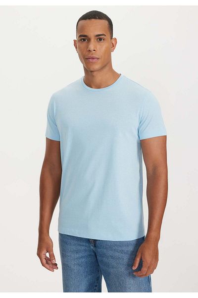 WESTMARK LONDON Tricou pentru bărbați, alb și albastru deschis, 2 bucăți, cu gâtul turn, cu croiala normală, 100% bumbac, Danıel
