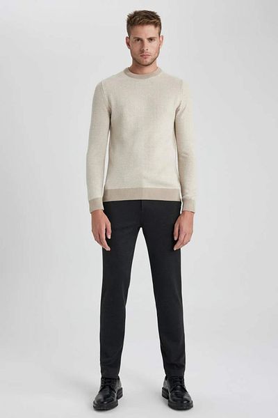 HOBİ GERÇEKLER Slim Fit Crew Neck Knitwear Sweater
