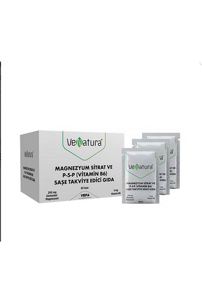 VeNatura Magnesium Citrate and P-5-P - 60 Sachets Vitamin B6 Tablets