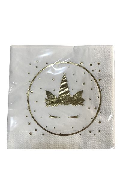 Deniz Party Store Gold Leaf Unicorn White Paper Napkin 16 Pieces