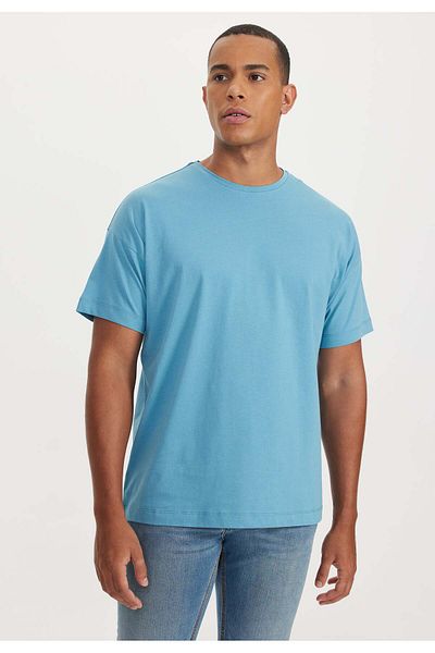WESTMARK LONDON Σκούρο μπλε Crew Neck Oversize Fit 100% Cotton Basic Ανδρικό T-Shirt THOMAS