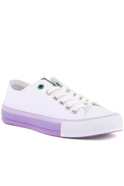 Benetton 30176 Lace-Up Unisex Convers Casual Sneakers Λευκό Λιλά