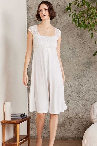 Pierre Cardin 4005 Set cămașă de noapte de maternitate pentru gravide - ecru