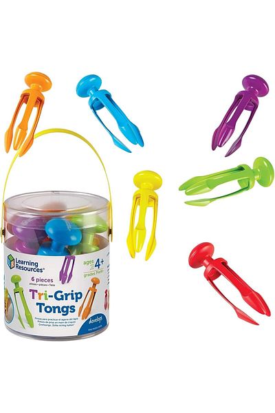 Learning Resources Tri-Grip Tongs - Tri-Headed Grip Apparatus Set of 6