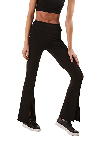 GRAB Black Front Leg Slit Tights