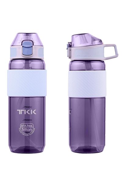 Vagonlife TKK 700ml Water Bottle with Straw, Carrying Handle, Silicone Body and Measuring Scale