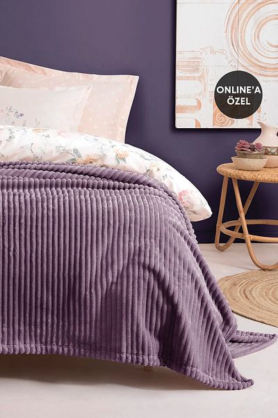 Yataş Holly Wellsoft Single Blanket - Ash Purple