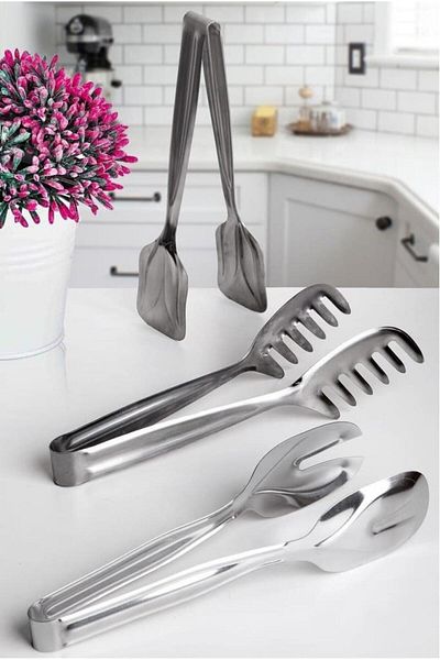 ALBETTO 3-Piece Stainless Steel Tongs Set Pasta / Pastry / Salad