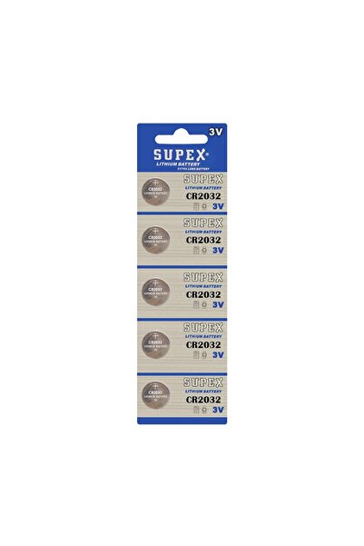 Supex Pil Düğme 3v 2032 Lityum (BEŞLİ PAKET) Cr-2032 Astakos