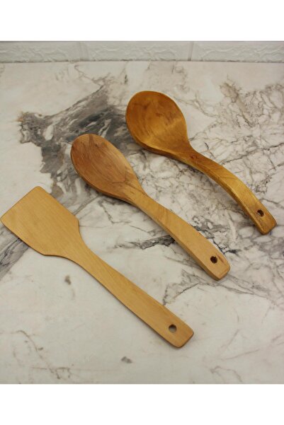 ALBETTO 3 Lü Lüks Bambu Servis Takım Kaşık Kepçe Spatula
