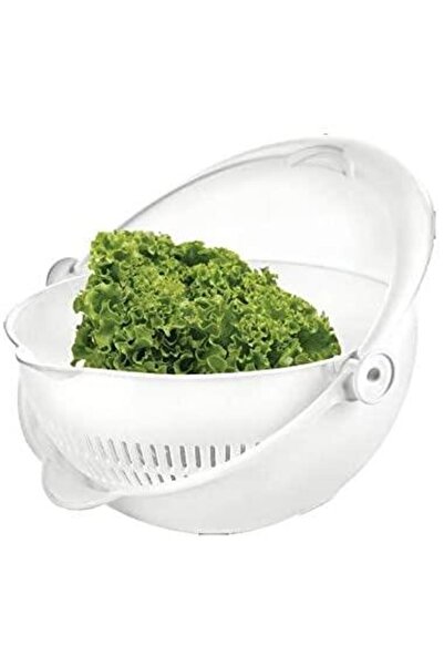 ALBETTO مصفاة بلاستيكية فاخرة مصفاة دوارة 22 سم لون أبيض