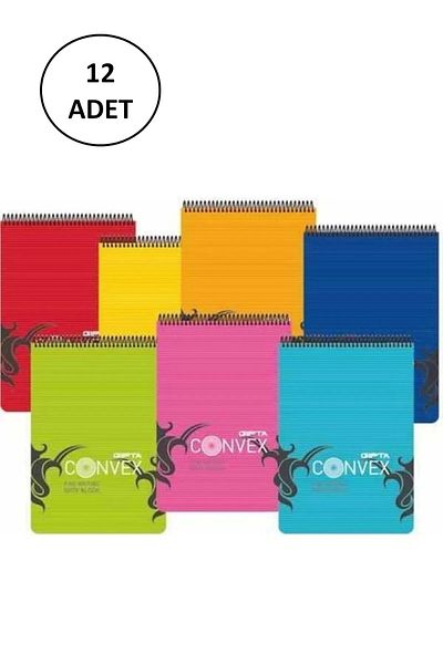 Gıpta Convex Memo Pad A-4 Spiral PP Cover 100 Sheets Striped 12 Pieces
