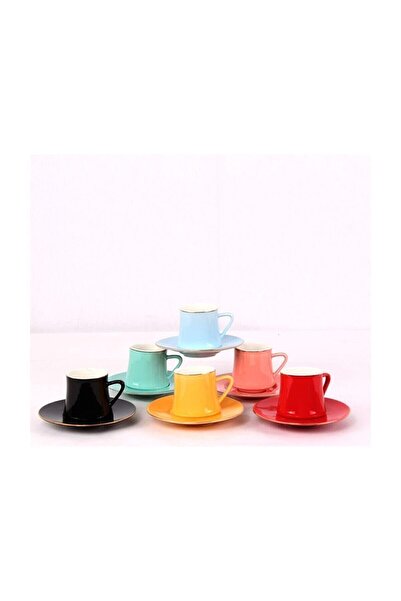 ALBETTO Colorful Porcelain Cup Set - Gilded Coffee 2190