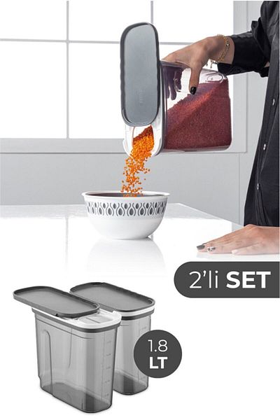 ALBETTO 2-Piece Food Storage Container with Sliding Lid 1.8 Lt