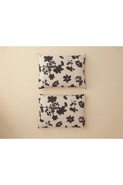 English Home Cosmos Garden Digital Printed Soft Cotton 2-Piece Pillow Case 50x70 Beige