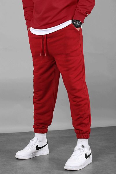 Madmext Herren-Jogginghose in bordeauxroter Basic-Passform mit normaler Passform