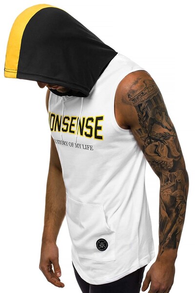 Madmext Hooded Tank Top White 2882