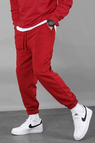 Madmext Herren-Jogginghose in bordeauxroter Basic-Passform mit normaler Passform