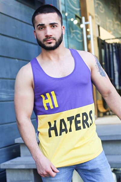 Madmext Color Blocked Printed Purple Tank Top 3050