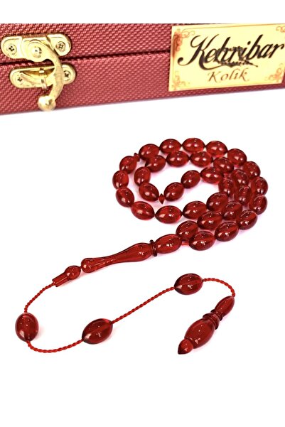 Kehribarkolik Ateş Kehribar Tesbih Sistemli Kırmızı Beyzi Model