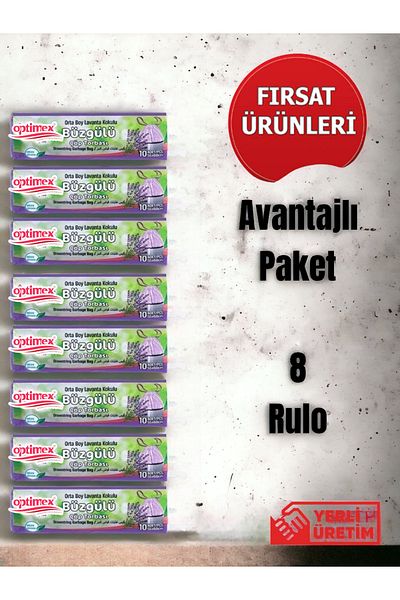 OPTİMEX GIFTED TRASH BAG MEDIUM SIZE LAVENDER FRAGRANCE 10 PACK ROLLS x 8 PACK